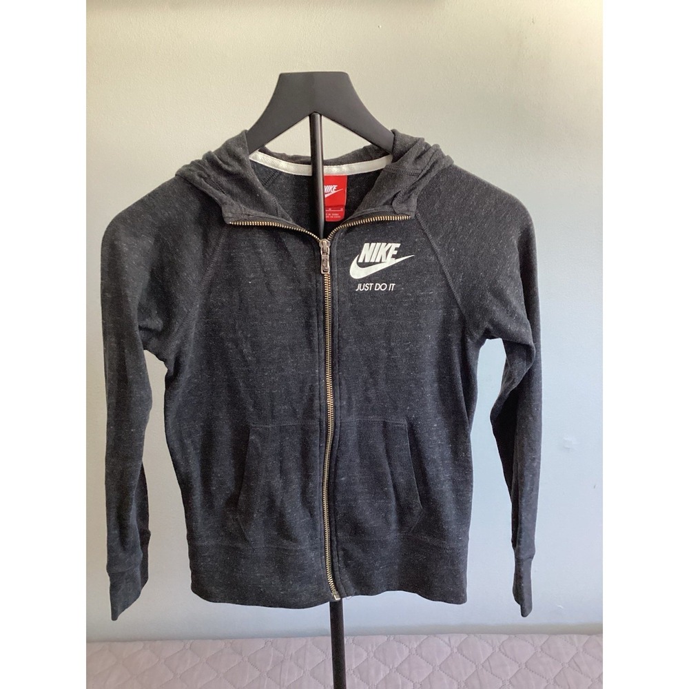 Nike 90's Y2K Red Tag Hoodie Just Do It Vintage Youth M Grey